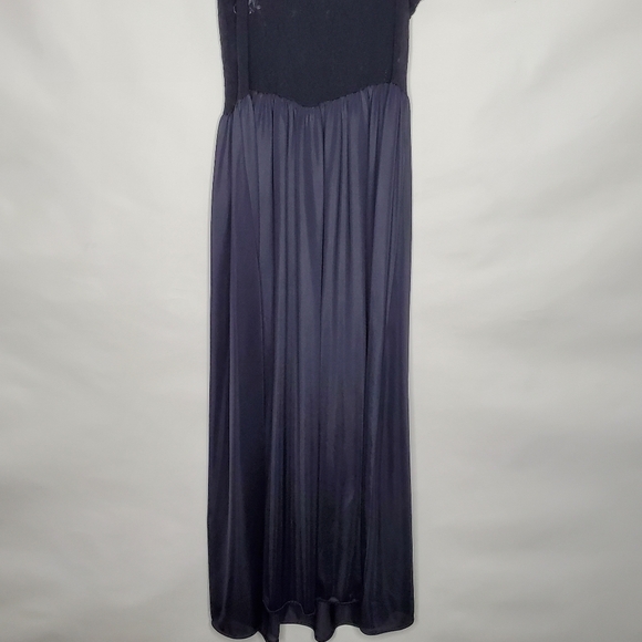 Vintage Cinema Etoile Beaded Slip Dress Size M Black Mesh Lace Sequin Retro Glam - Picture 8 of 16